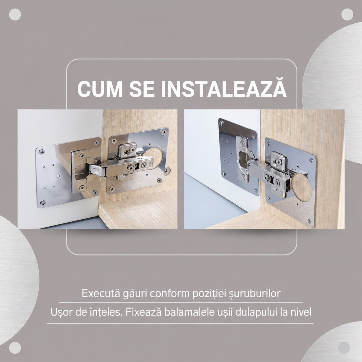Kit Universal 2 Plăci de Reparație Balamale pentru Uși de Dulap – Fixare Rapidă - Șuruburi Incluse