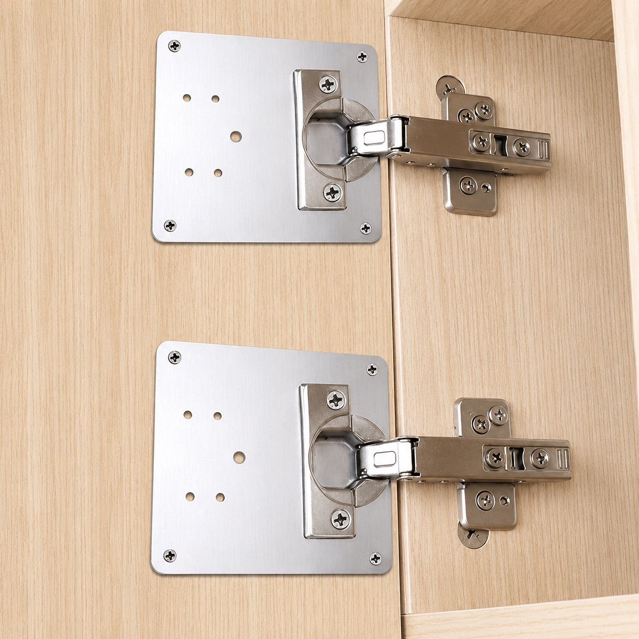 Kit Universal 2 Plăci de Reparație Balamale pentru Uși de Dulap – Fixare Rapidă - Șuruburi Incluse