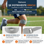 Genuvo™ – Bandă Ortopedică din Silicon pentru Genunchi | Suport Reglabil pentru Rotulă