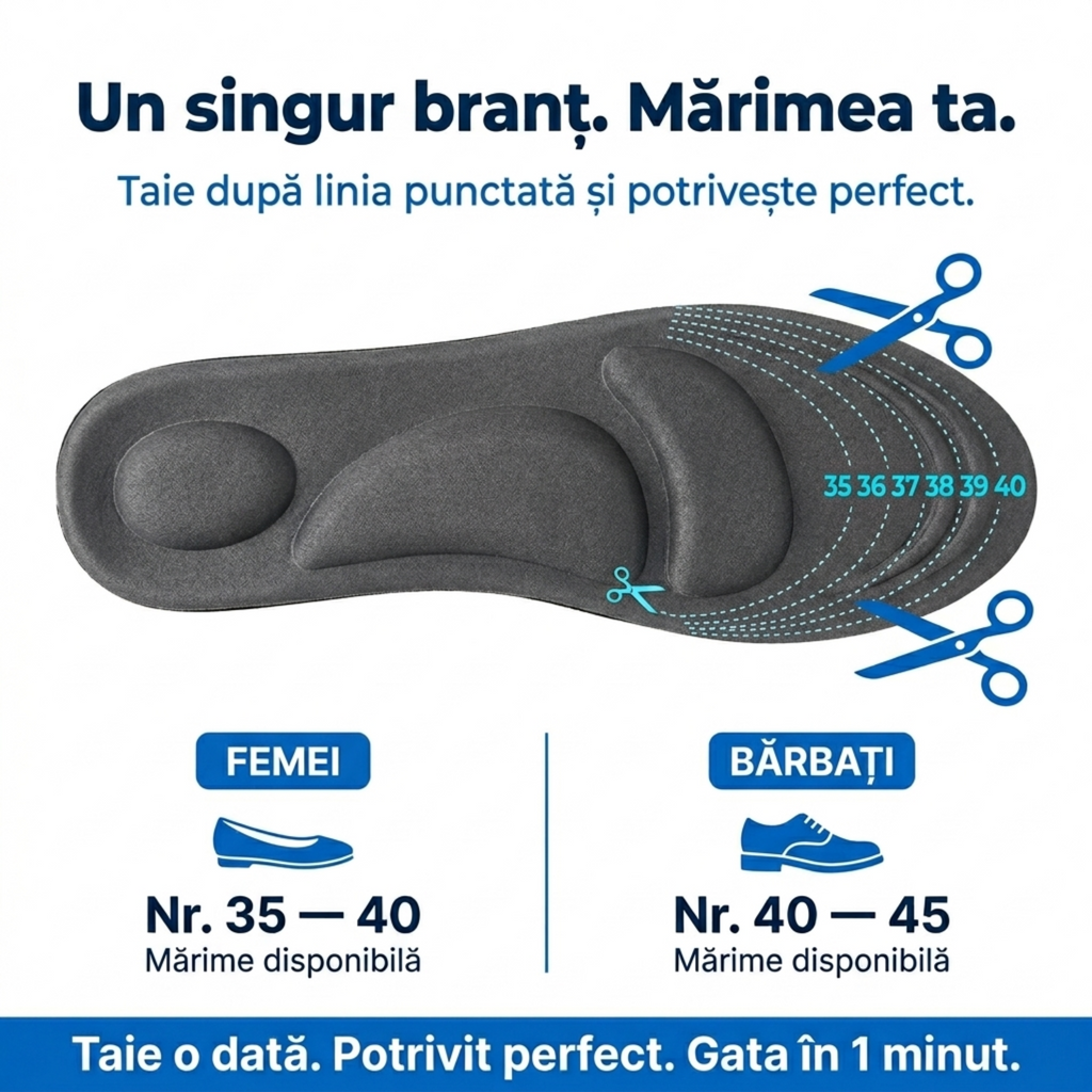 Tălpi Ortopedice din Spumă cu Memorie 4D Ortivo
